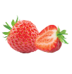 Strawberry Cheesecake flavor icon - one full strawberry and one half strawberry